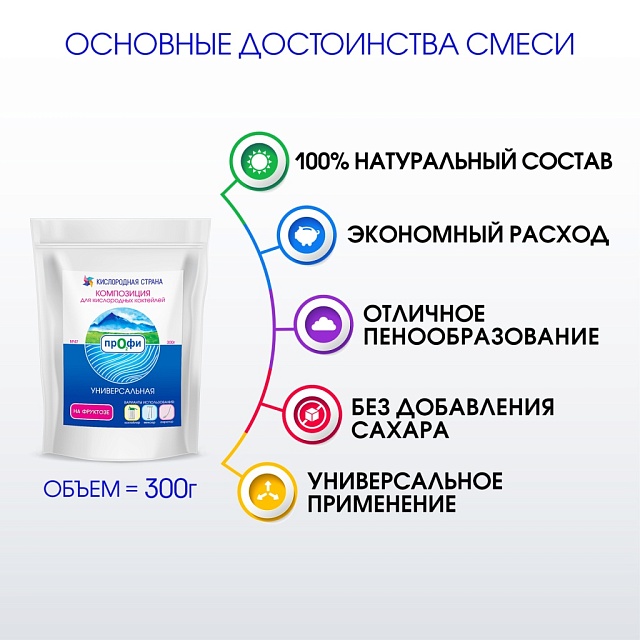 УНИВЕРСАЛЬНАЯ композиция для кислородных коктейлей на фруктозе №47, 300 гр.